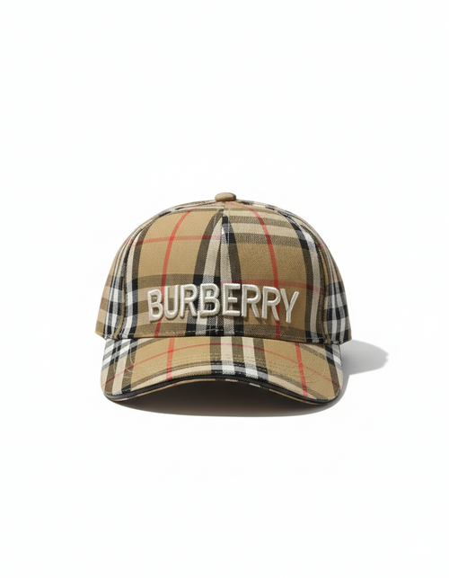 Burberry vintage check baseball cap by Luxivio, unisex luxury designer hat with iconic check pattern and adjustable fit