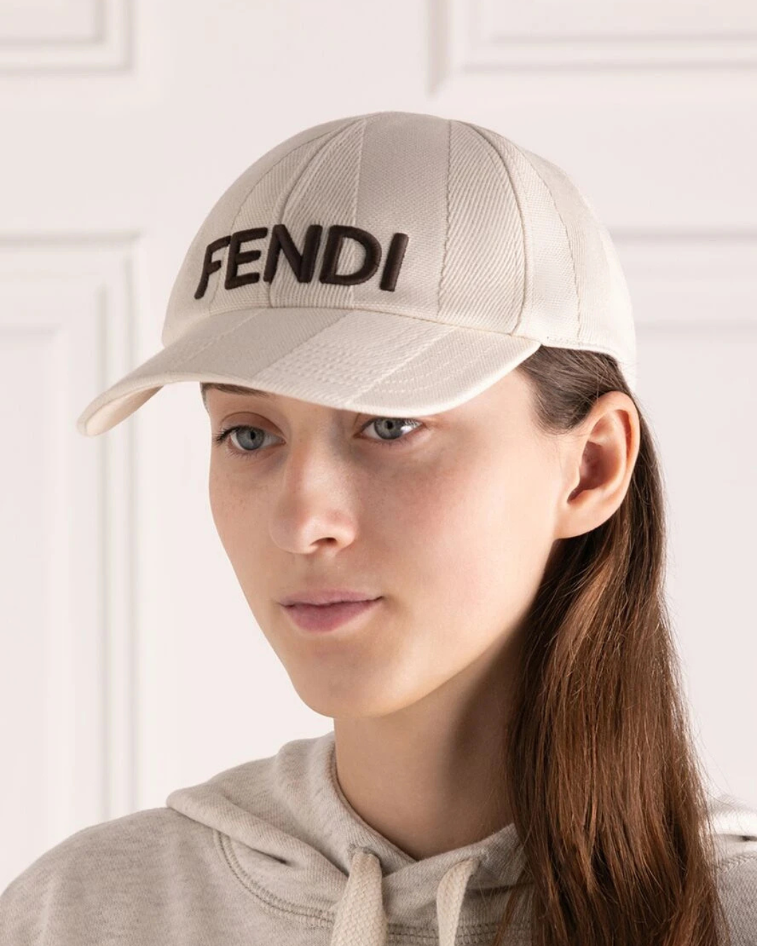 Fendi embroidered luxury baseball cap by Luxivio, featuring designer streetwear style with detailed embroidery and classic shape.