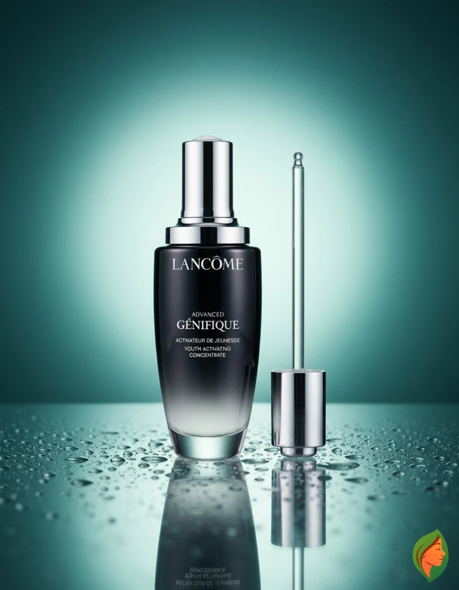 Luxivio Lancôme Advanced Génifique Youth Activating Serum bottle with dropper, anti-aging face serum for youthful skin.