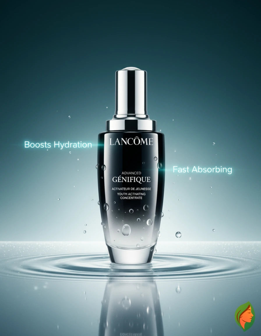 Luxivio Lancôme Advanced Génifique Youth Activating Serum bottle with pump, anti-aging face serum for youthful skin.