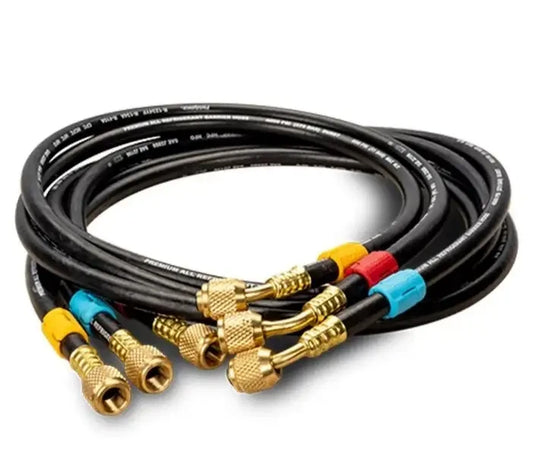 Fieldpiece HR3B Ball Valve Refrigerant Hose Set (3) with Color Tags - 1/4" x 1/4